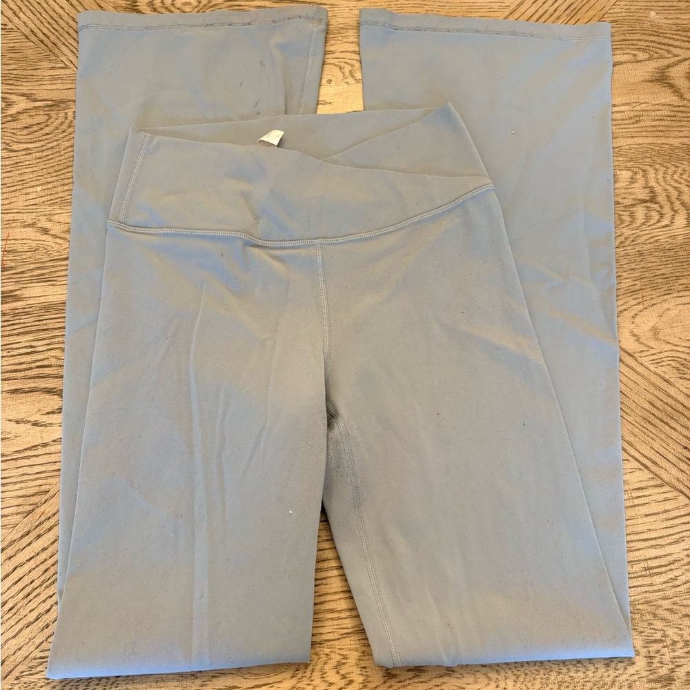 Girls CrzYoga Crossover Flared Light Blue Leggings